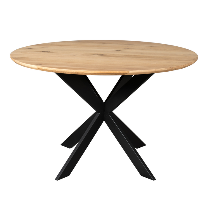 Eettafel Ferris Naturel | Eikenhout | Rond | Matrixpoot | 130cm