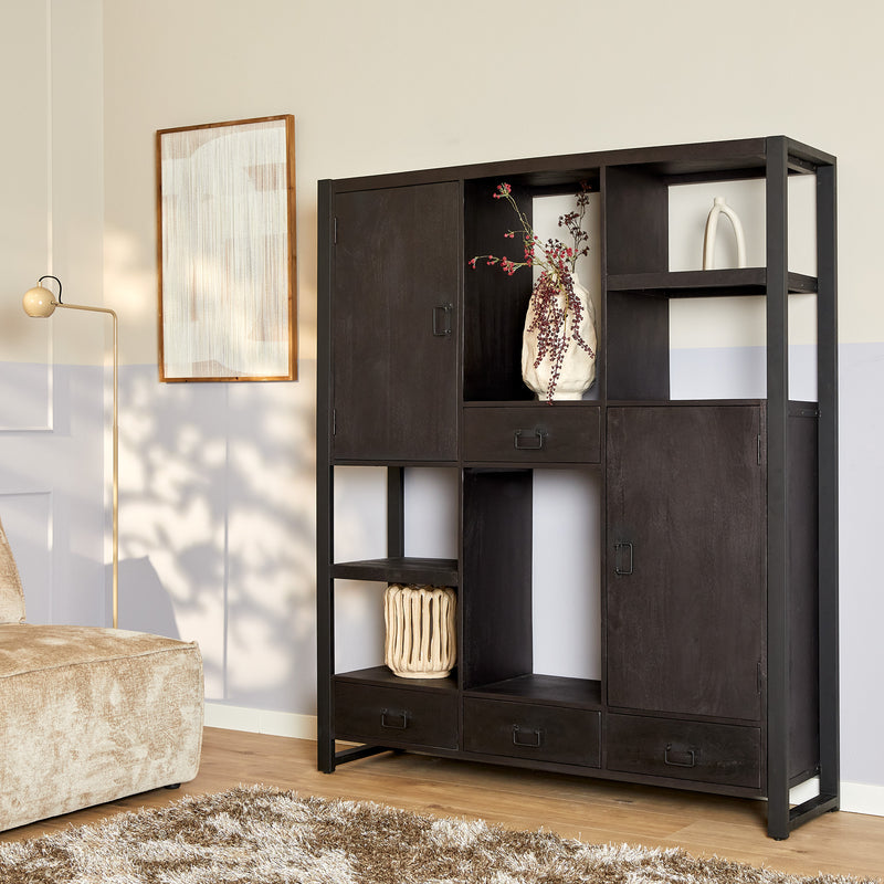 Vakkenkast Boaz Black | 150 x 180 cm