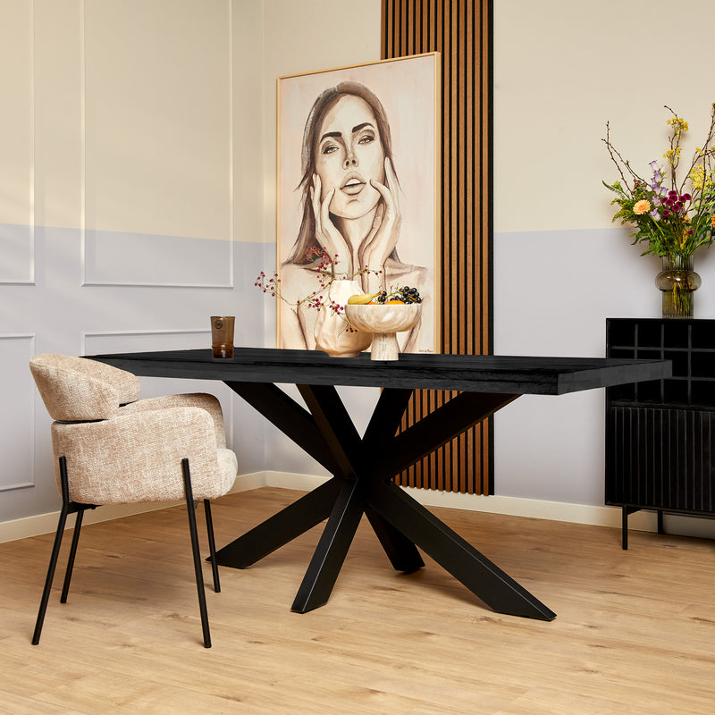 Eettafel Melbourne Black | Mangohout | Rechthoek | Matrixpoot | 200