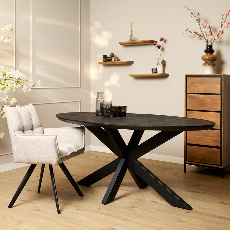 Eettafel Brandy Black | 180 cm | Ovaal