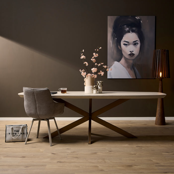 Eettafel Madison Sand | Mangohout | Deens Ovaal | Matrixpoot Brons | 240cm
