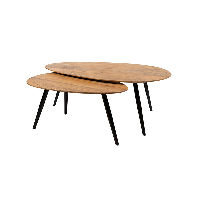 Kassel | Massief Mangohout - Smooth Natural - Gelakt | salontafel organisch, set van 2, (17mm)