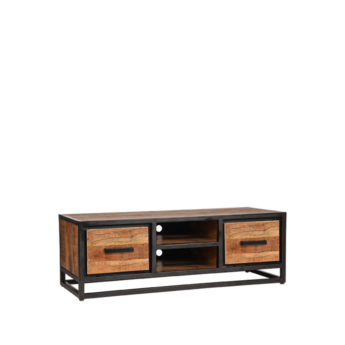 Tv meubel Tampa | Mangohout | 2 lades | 2 vakken | Rough 120 cm