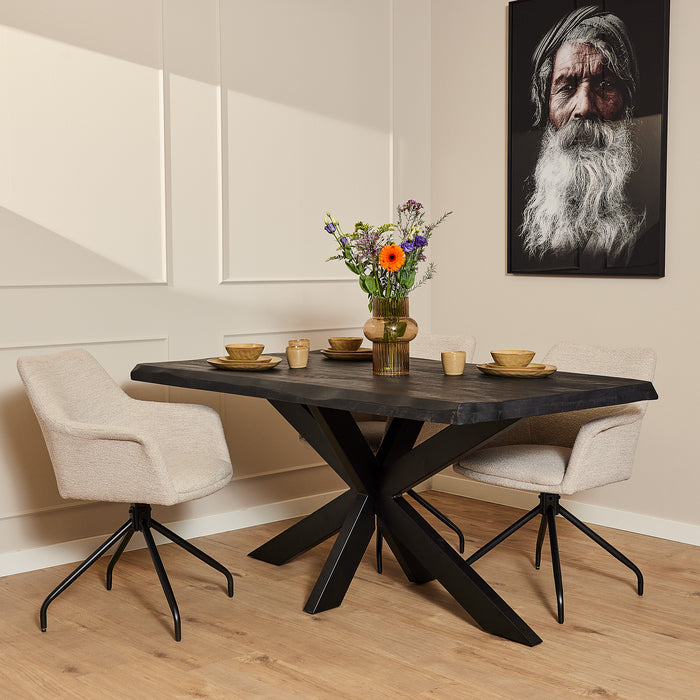 Eettafel Boston Black | Mangohout | Rechthoek | Matrixpoot