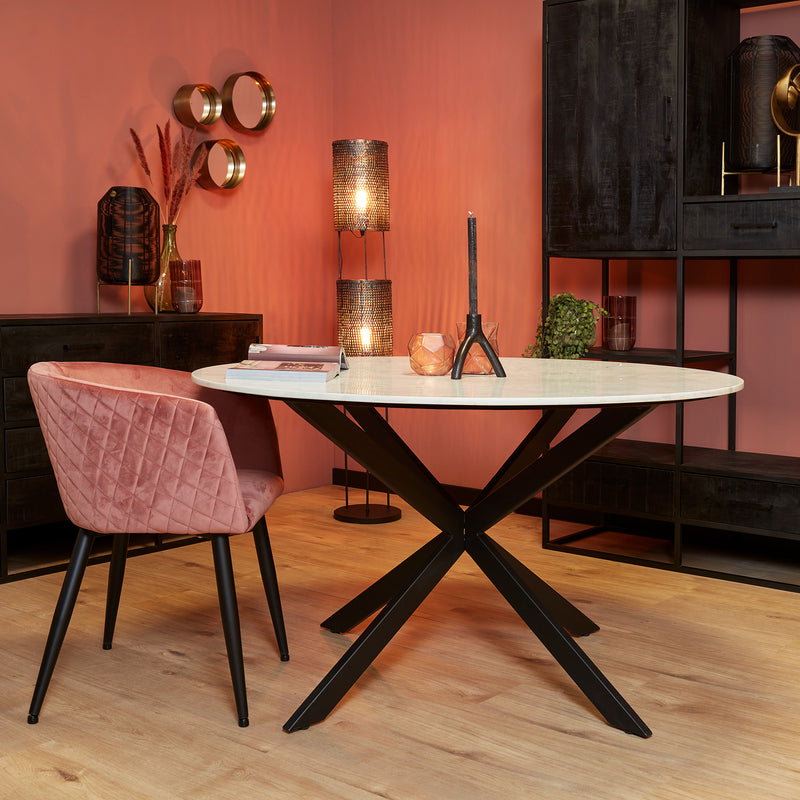 Eettafel Lynn White | Marmer | Rond | Matrixpoot