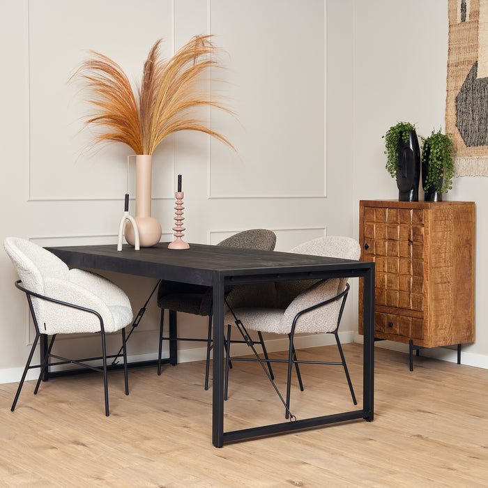 Eettafel Barkley Black | Mangohout | Rechthoek | U-poot | 220x90