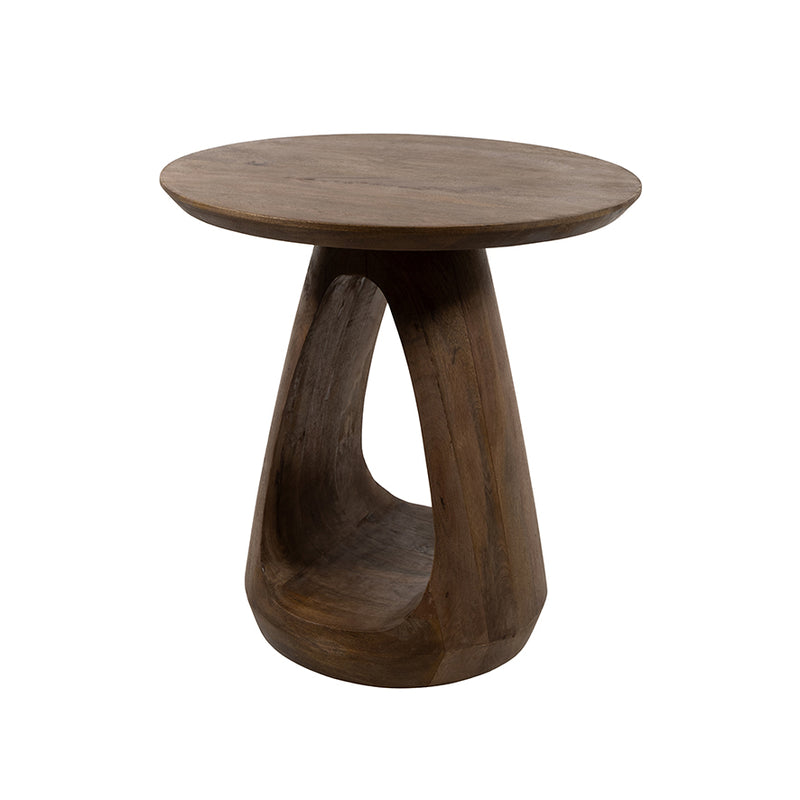 Bremen | Massief Mangohout - Brown Walnut - Gelakt | bijzettafel Ø50, H50,