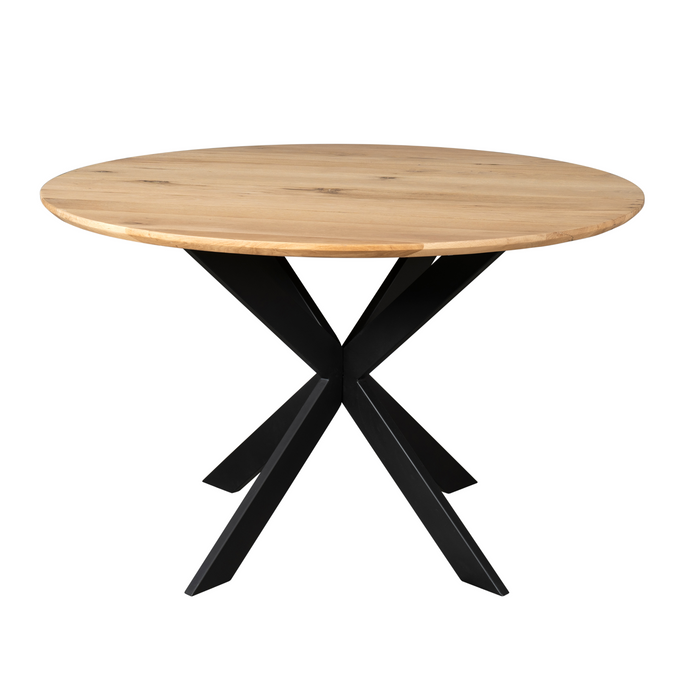 Eettafel Ferris Naturel | Eikenhout | Rond | Matrixpoot | 150cm