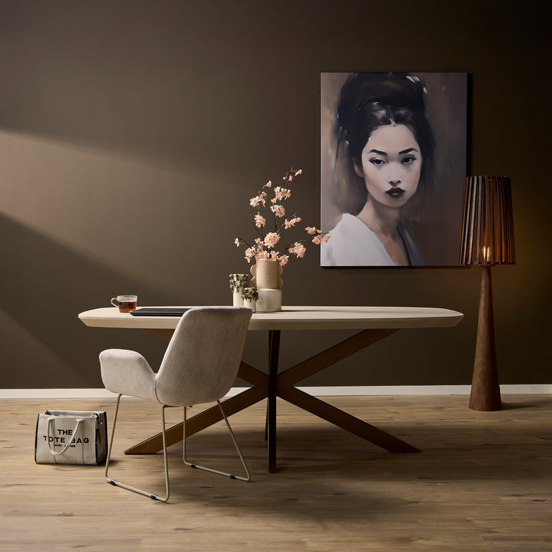 Eettafel Madison Sand | Mangohout | Deens Ovaal | Matrixpoot Brons