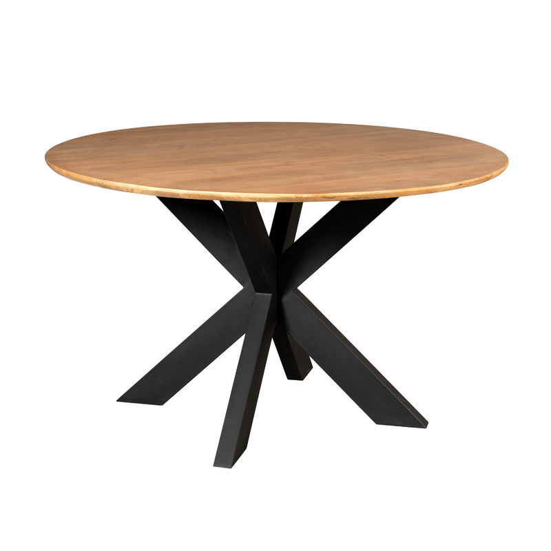 Eettafel Madison Natural | Mangohout | Rond | Matrix Black | 130cm