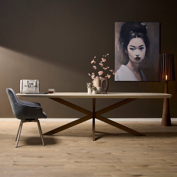 Eettafel Madison Sand | Mangohout | Deens Ovaal | Matrixpoot Brons | 280cm