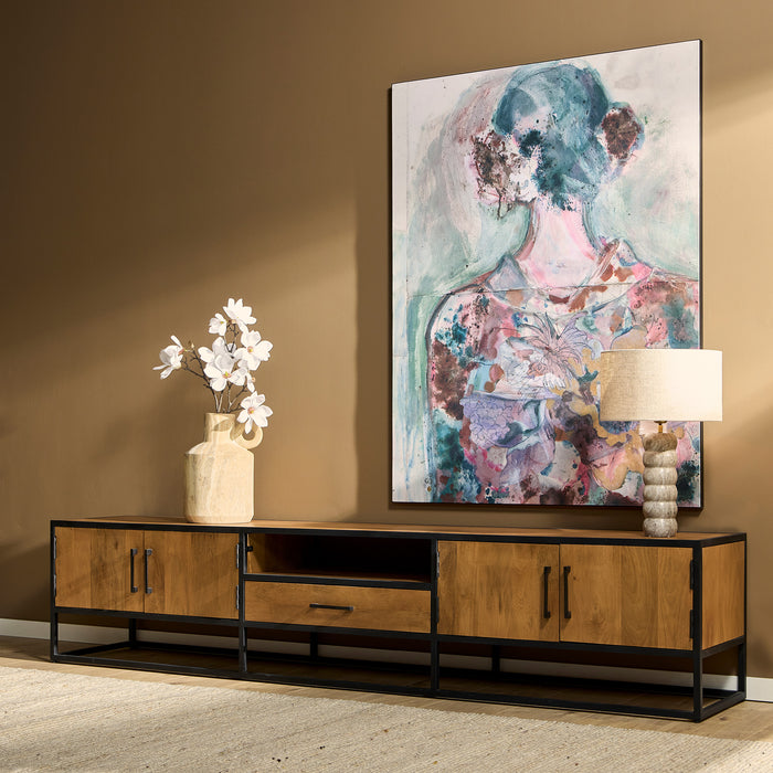Tv meubel Denver | Mangohout en staal | 240 cm