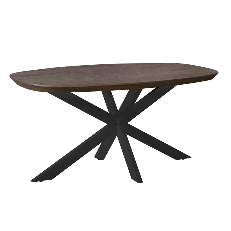 Eettafel Madison Brown | Mangohout | Deens Ovaal | Matrixpoot Black
