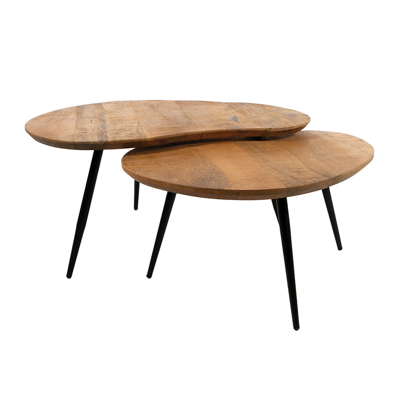 Erfurt | Massief Mangohout - Smooth Natural - Gelakt | salontafel organisch, set van 2,