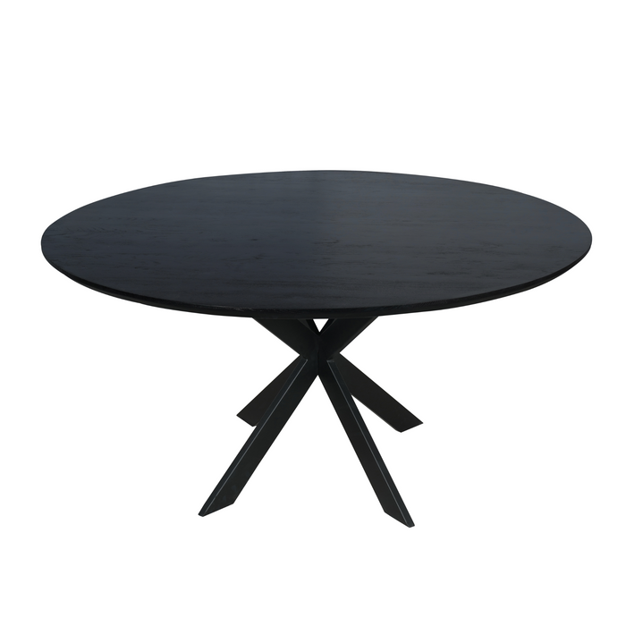 Eettafel Ferris Zwart | Eikenhout | Rond | Matrixpoot | 150cm