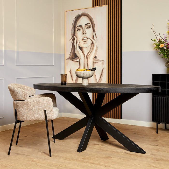 Eettafel Gladstone Black | Mangohout | Ovaal | Matrixpoot | 180cm