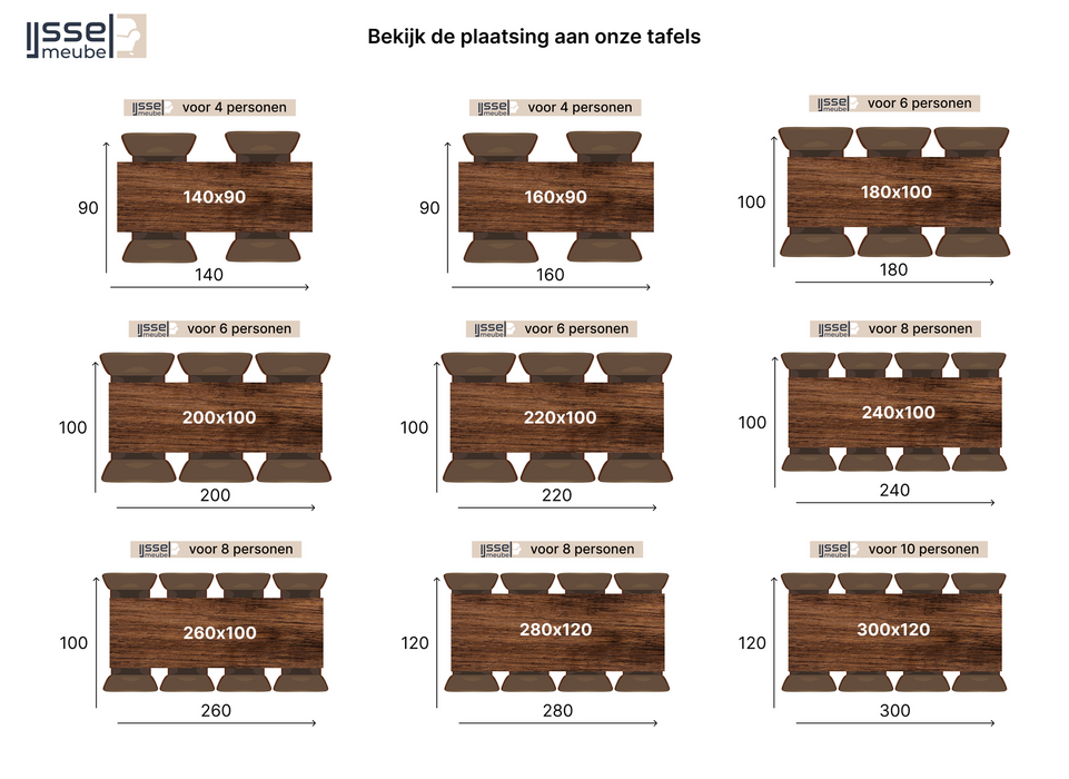 Eettafel Barkley | Mangohout | Rechthoek | U-poot