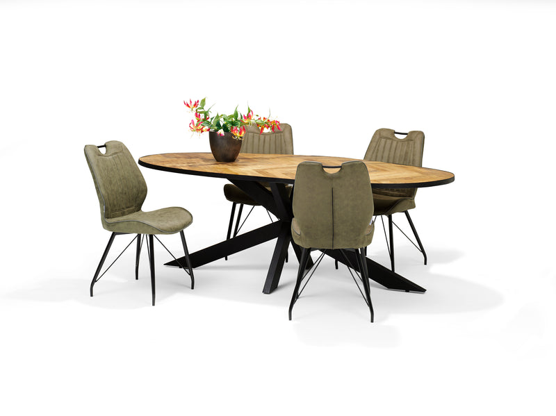 Eettafel AGRA | MANGO HOUT | Eetkamertafel Herringbone 180x100 Ovaal