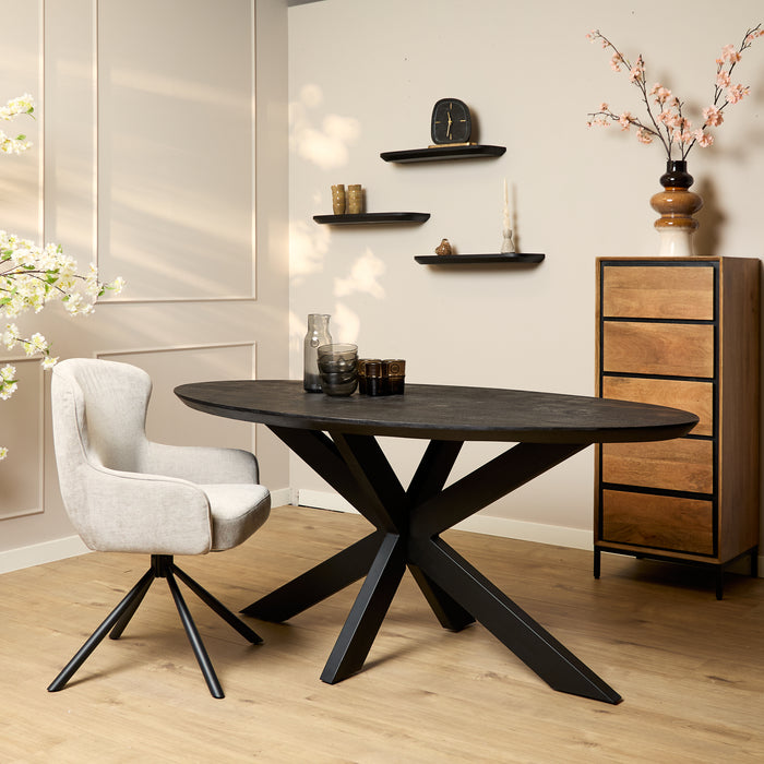Eettafel Brandy Black | 160 cm | Ovaal