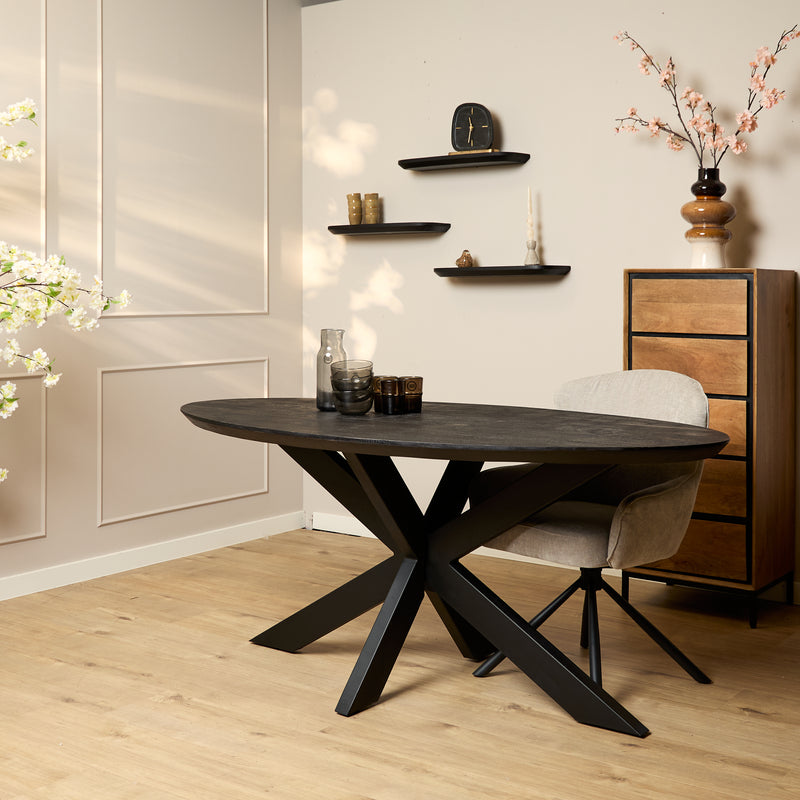 Eettafel Brandy Black | 160 cm | Ovaal