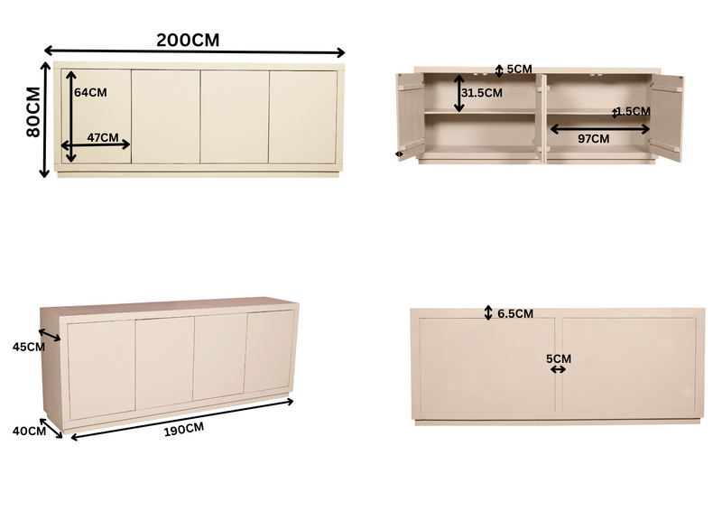 Dressoir Brussel 4 deurs | 200 cm