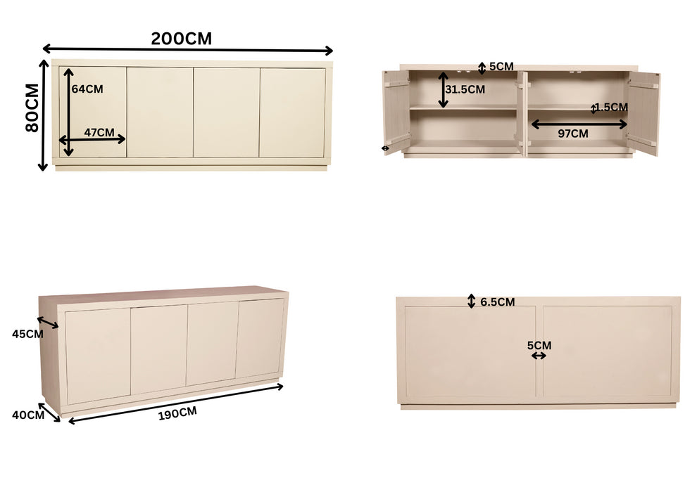 Dressoir Brussel 4 deurs | 200 cm