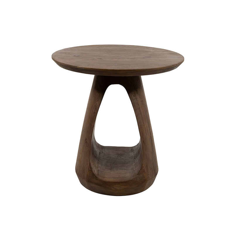 Bremen | Massief Mangohout - Brown Walnut - Gelakt | bijzettafel Ø50, H50,