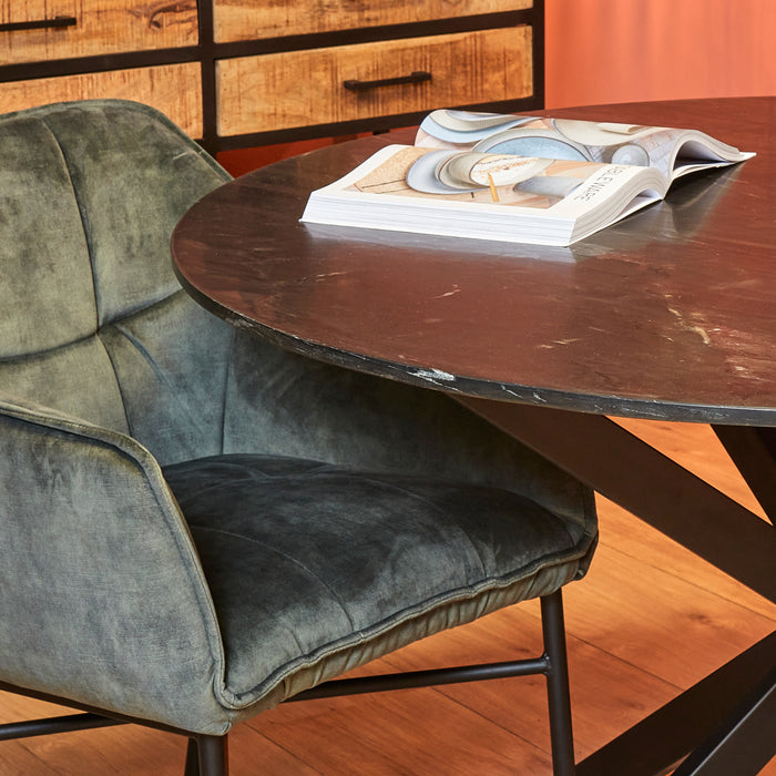 Eettafel Lynn Black | Marmer | Rond | Matrixpoot | 150 cm