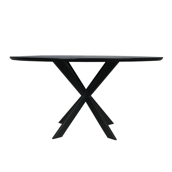 Eettafel Ferris Zwart | Eikenhout | Rond | Matrixpoot | 150cm
