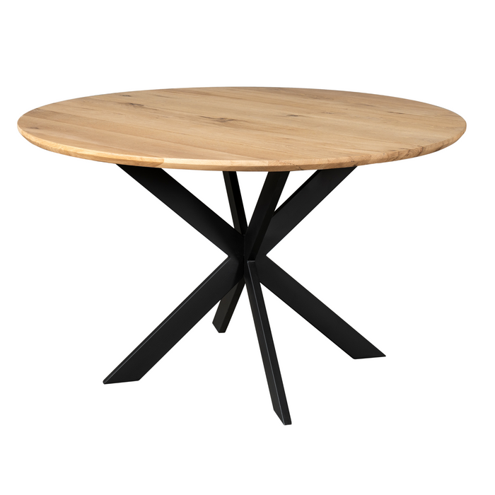 Eettafel Ferris Naturel | Eikenhout | Rond | Matrixpoot | 130cm