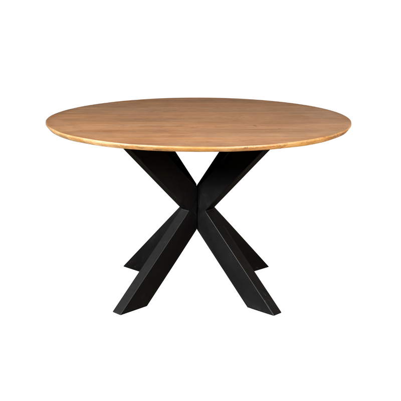 Eettafel Madison Natural | Mangohout | Rond | Matrix Black