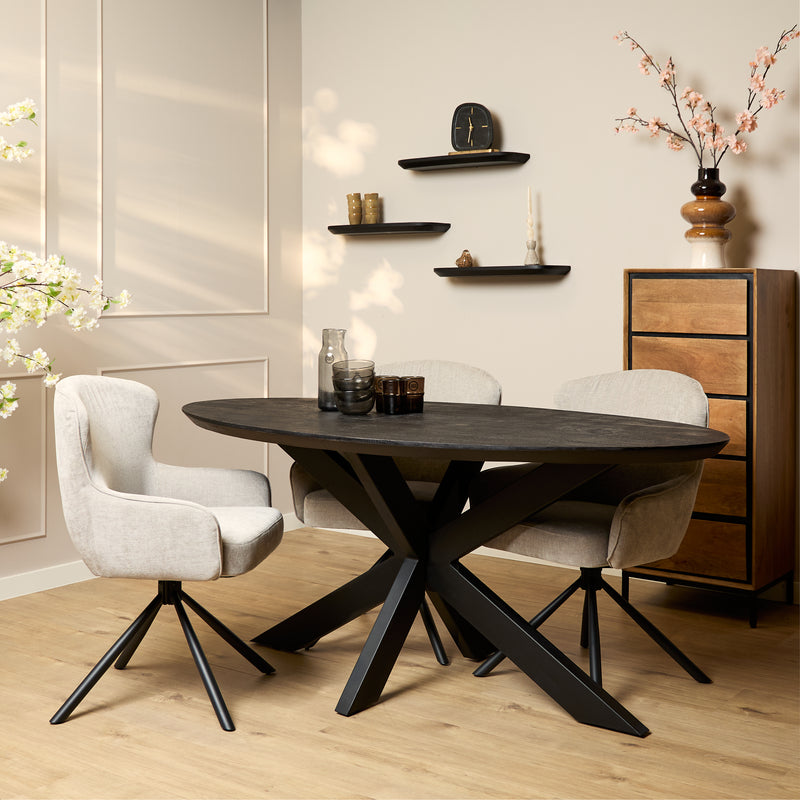 Eettafel Brandy Black | 160 cm | Ovaal
