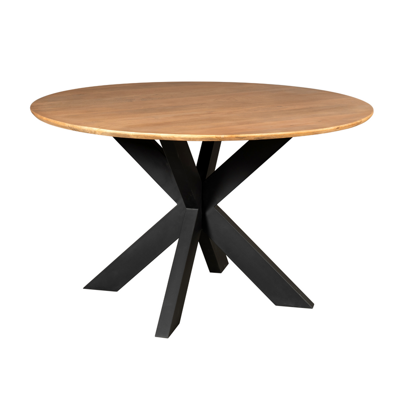 Eettafel Madison Natural | Mangohout | Rond | Matrix Black | 150cm