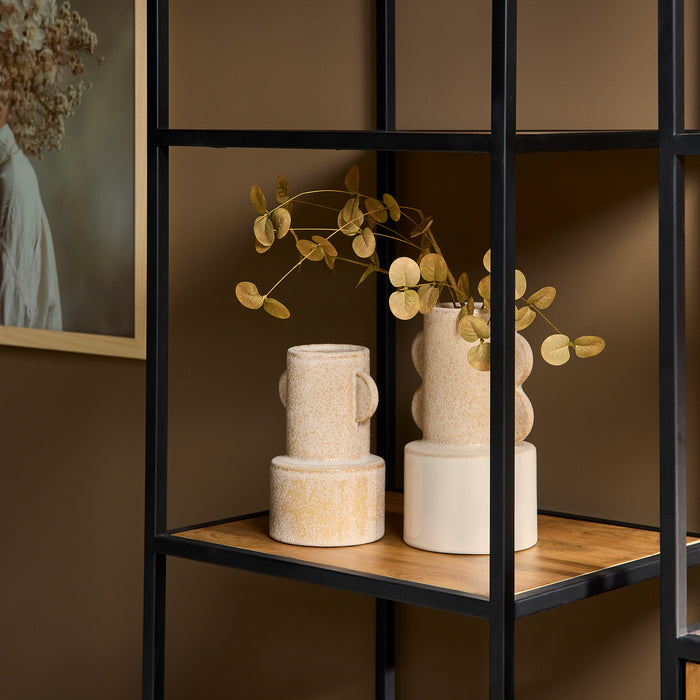 Boekenkast Denver | Mangohout en staal | 2 lades