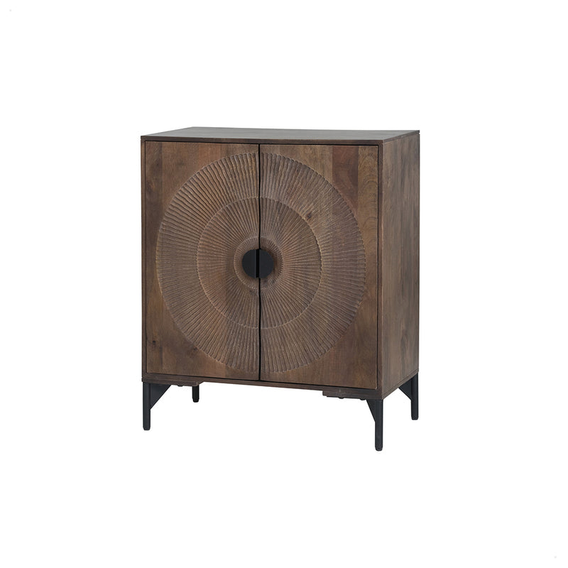 2-deurs Nippon | Massief Mangohout - Brown Walnut - Gelakt | 80 x 95 cm | kast, laag, Mango