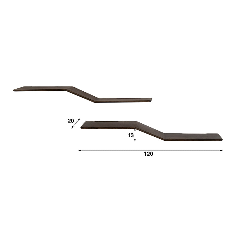 Wandplank Maya Teak S-shape set/2
