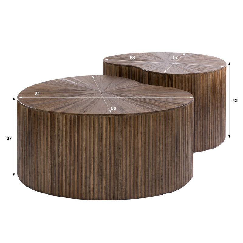 Salontafel Maya Teak niervormig set/2