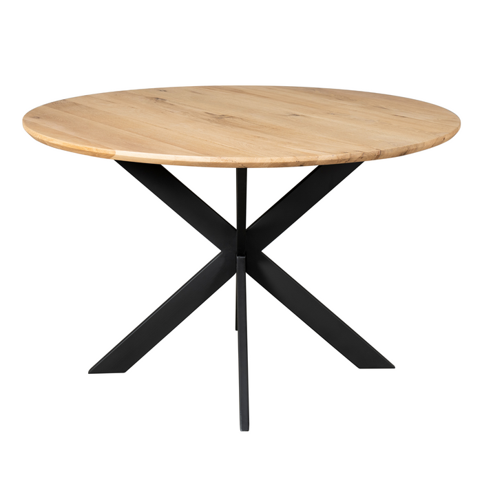 Eettafel Ferris Naturel | Eikenhout | Rond | Matrixpoot | 130cm
