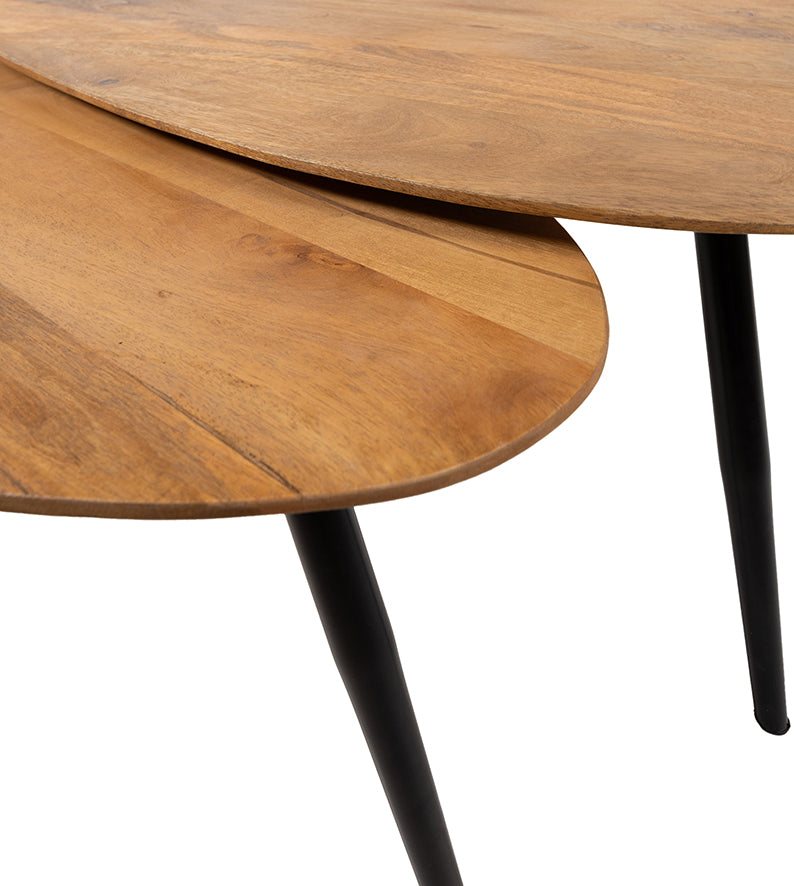 Kassel | Massief Mangohout - Smooth Natural - Gelakt | salontafel organisch, set van 2, (17mm)