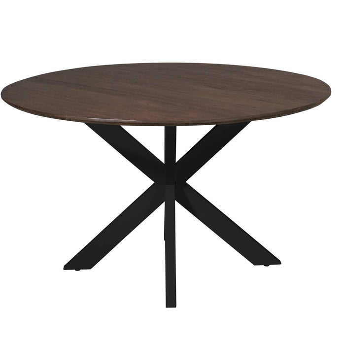 Eettafel Madison Brown | Mangohout | Rond | Matrix Black | 130cm