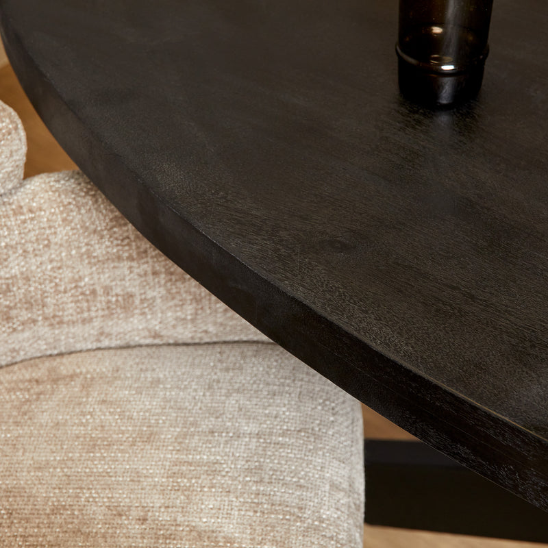 Eettafel Gladstone Black | Mangohout | Ovaal | Matrixpoot | 180cm