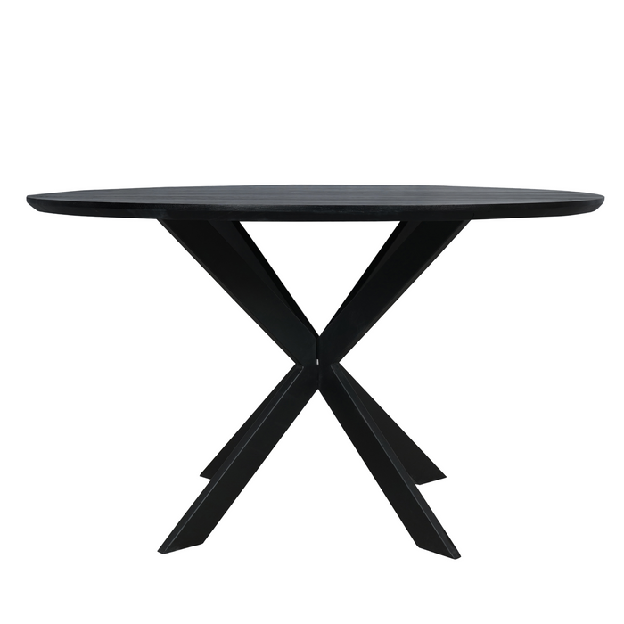 Eettafel Ferris Zwart | Eikenhout | Rond | Matrixpoot | 130cm