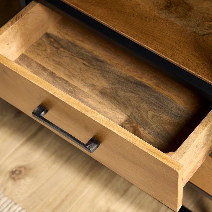 Boekenkast Denver | Mangohout en staal | 2 lades