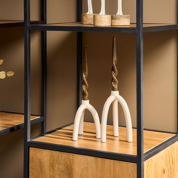 Boekenkast Denver | Mangohout en staal | 1 deur