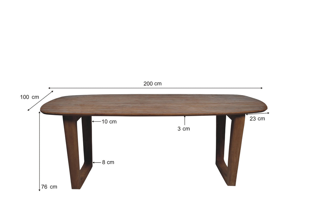 Eettafel Cortez | Mangohout | Rechthoek | U-poot