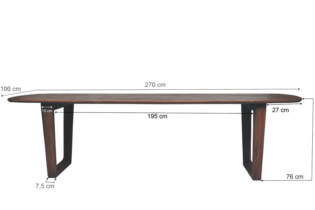Eettafel Cortez | Mangohout | Rechthoek | U-poot 270 cm