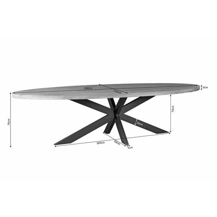 Eettafel Gladstone | Mangohout | Ovaal | Matrixpoot | 240cm