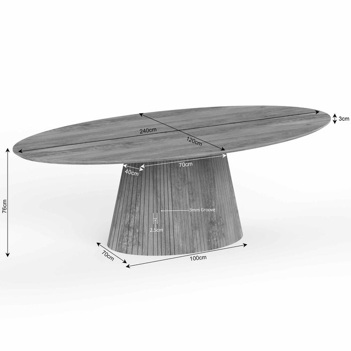 Eettafel Solana Taupe | Mangohout | Ovaal | 240cm