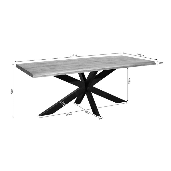 Boomstamtafel Denver | Mangohout | Rechthoek | Matrixpoot | 220cm