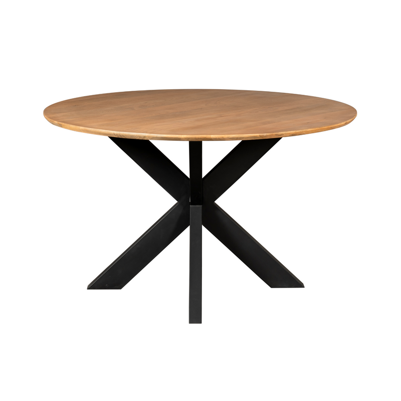 Eettafel Madison Natural | Mangohout | Rond | Matrix Black